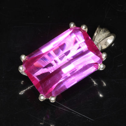 Faceted Pink Ruby Pixel Pendant 