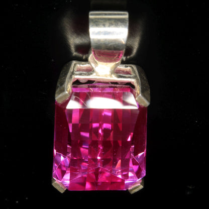 Faceted Pixel-Cut Lab Ruby Sterling Pendant