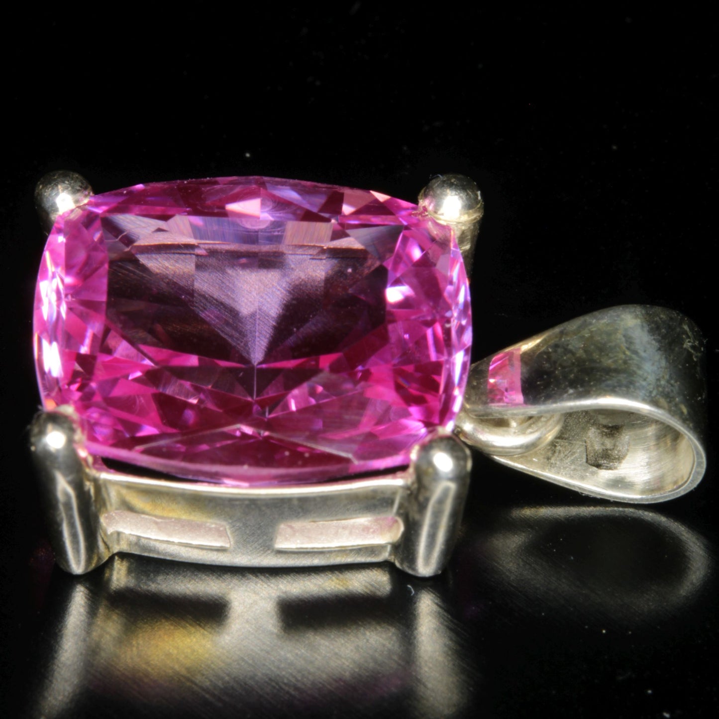 Faceted Cushion Cut Ruby Pendant