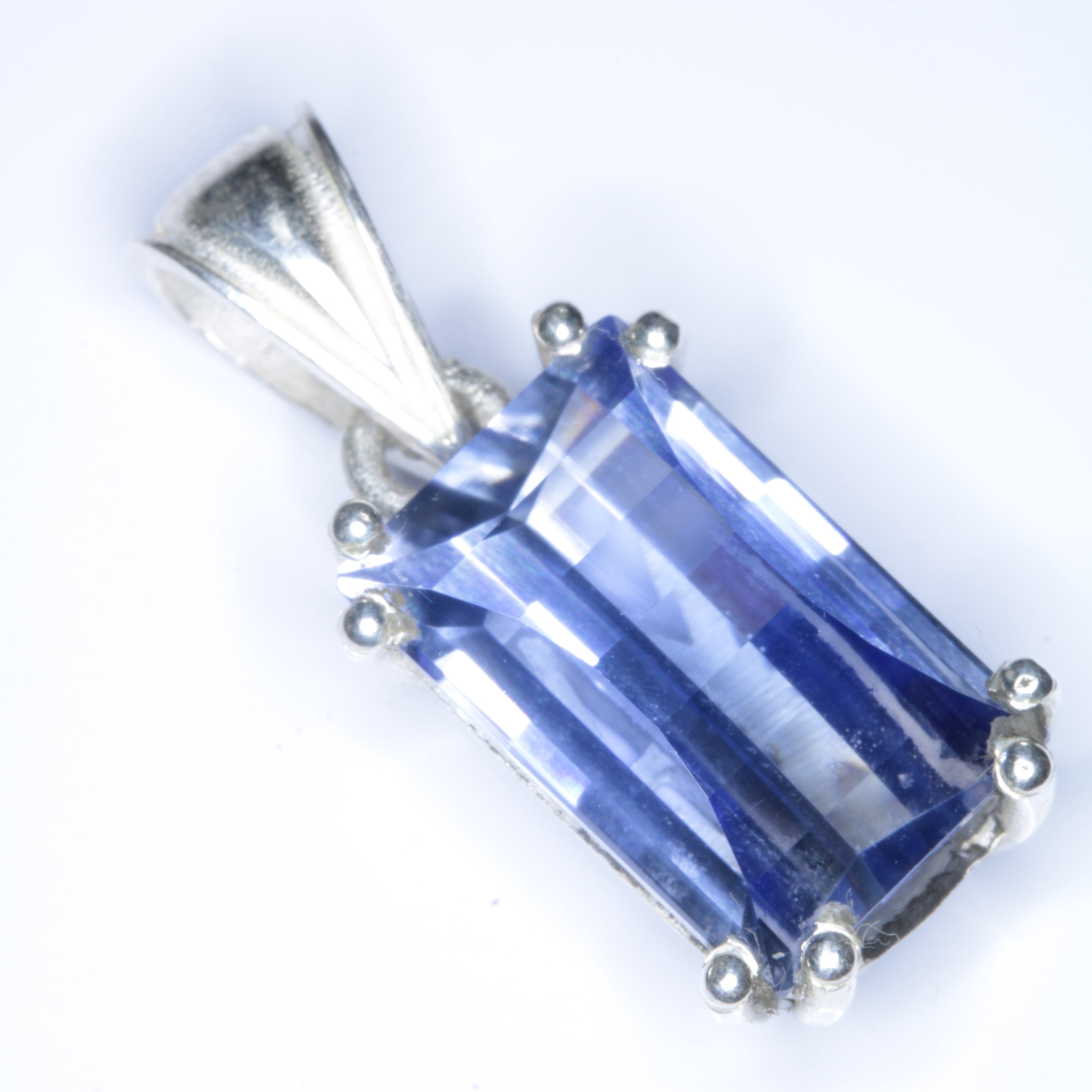 Faceted Blue Sapphire Pixel Gemstone Pendant