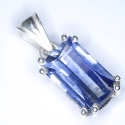 Faceted Blue Sapphire Pixel Gemstone Pendant