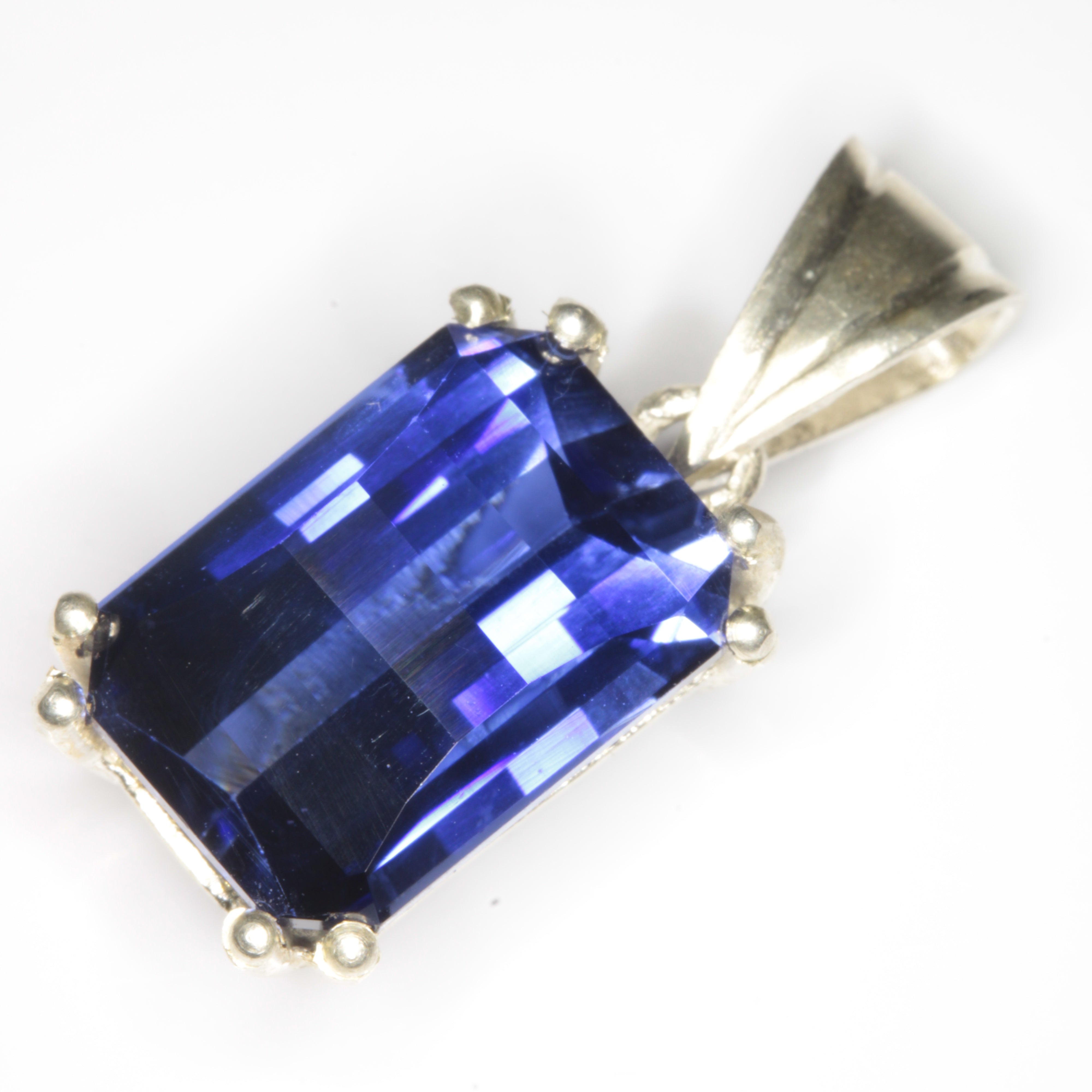 Faceted Blue Sapphire Pixel Gemstone Pendant