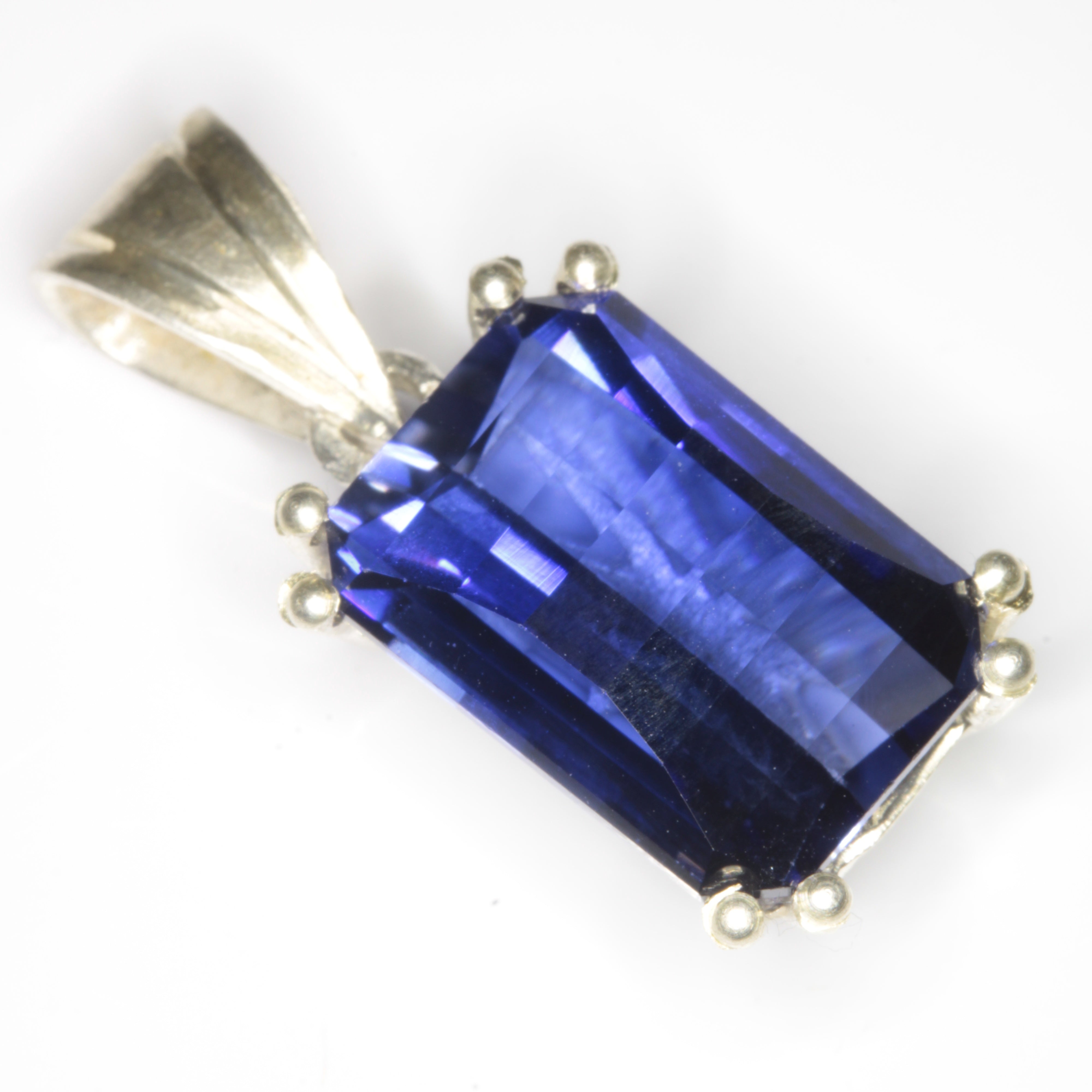 Faceted Blue Sapphire Pixel Gemstone Pendant