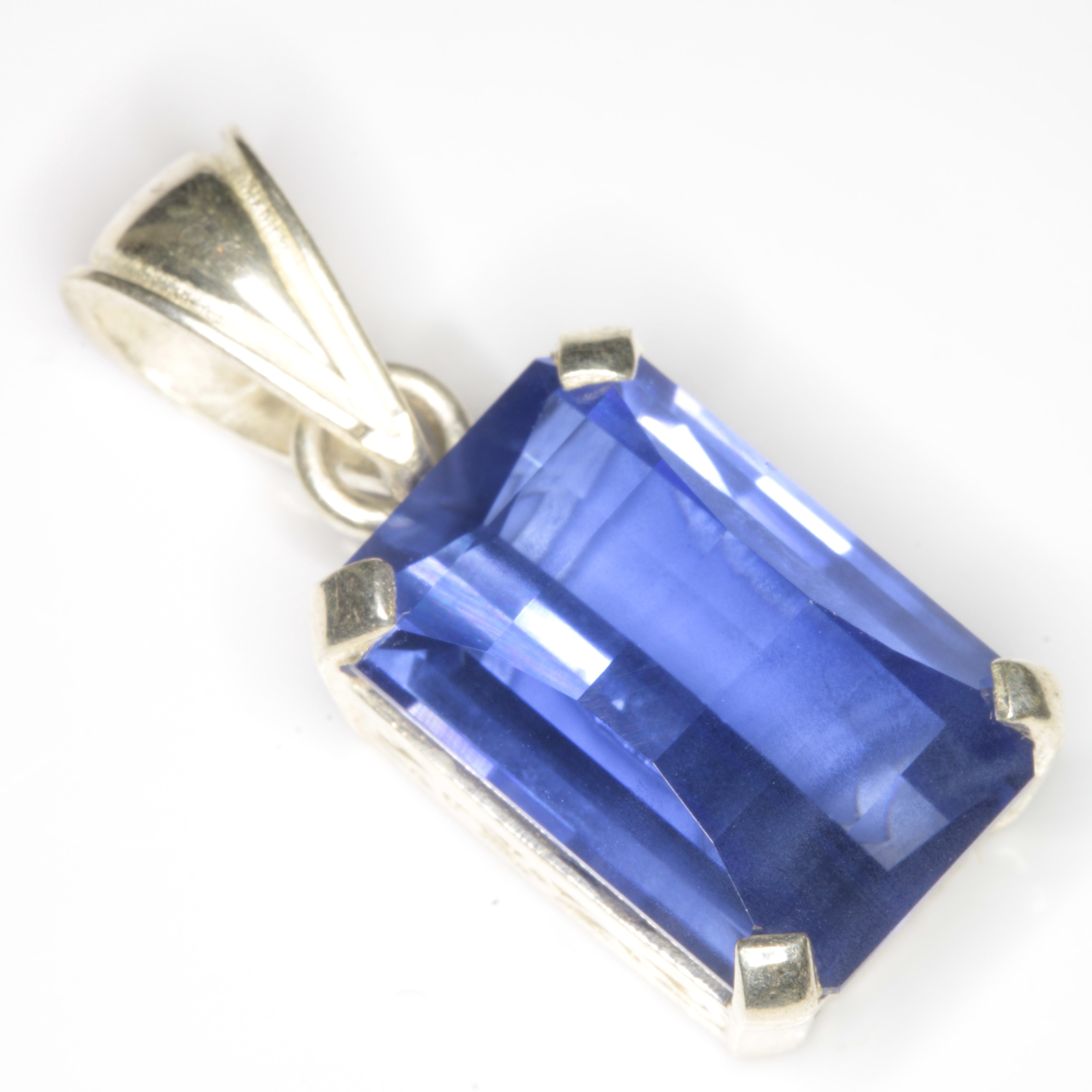 Faceted Blue Sapphire Pixel Gemstone Pendant