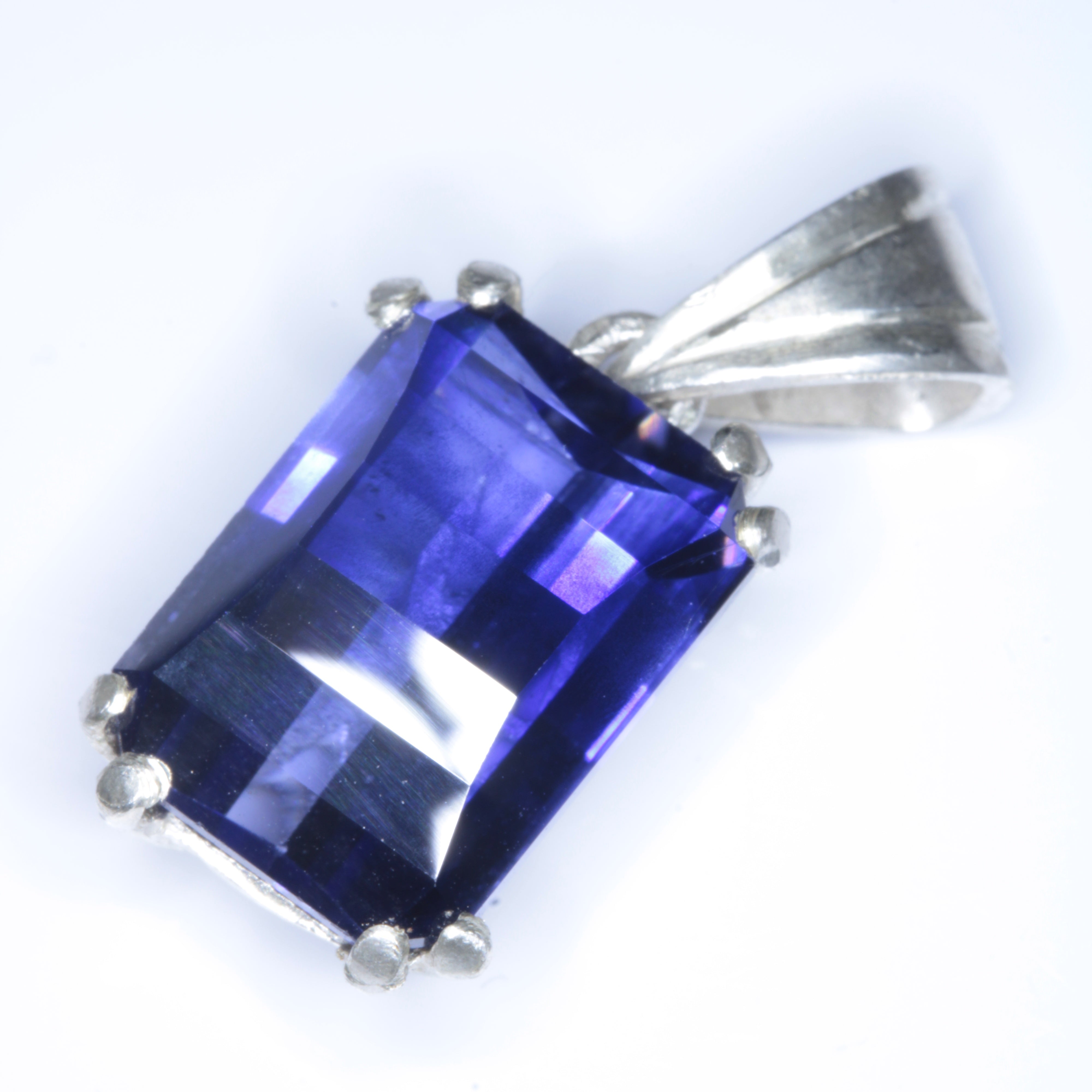 Faceted Blue Sapphire Pixel Gemstone Pendant