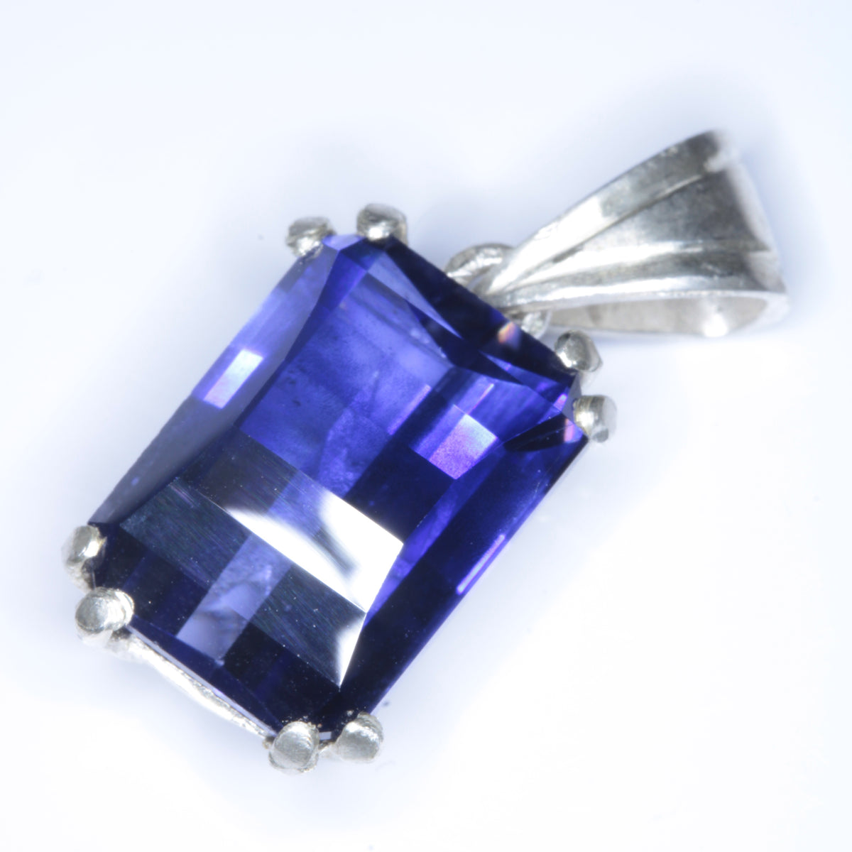 Faceted Blue Sapphire Pixel Gemstone Pendant