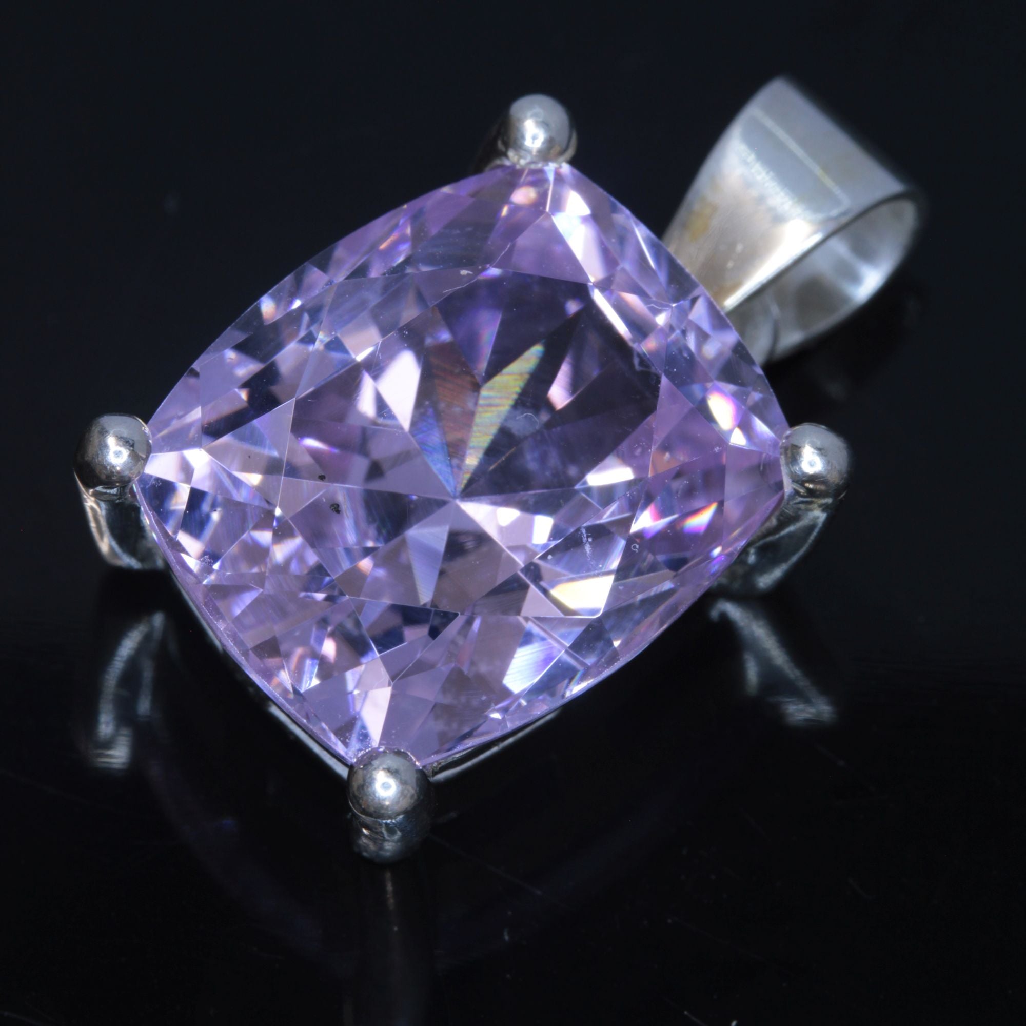 Faceted Nd:YAG Cushion Gem Pendant