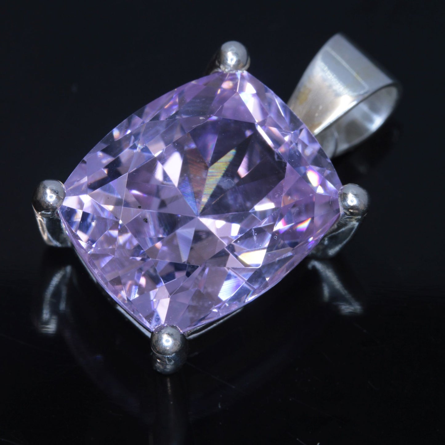 Faceted Nd:YAG Cushion Gem Pendant