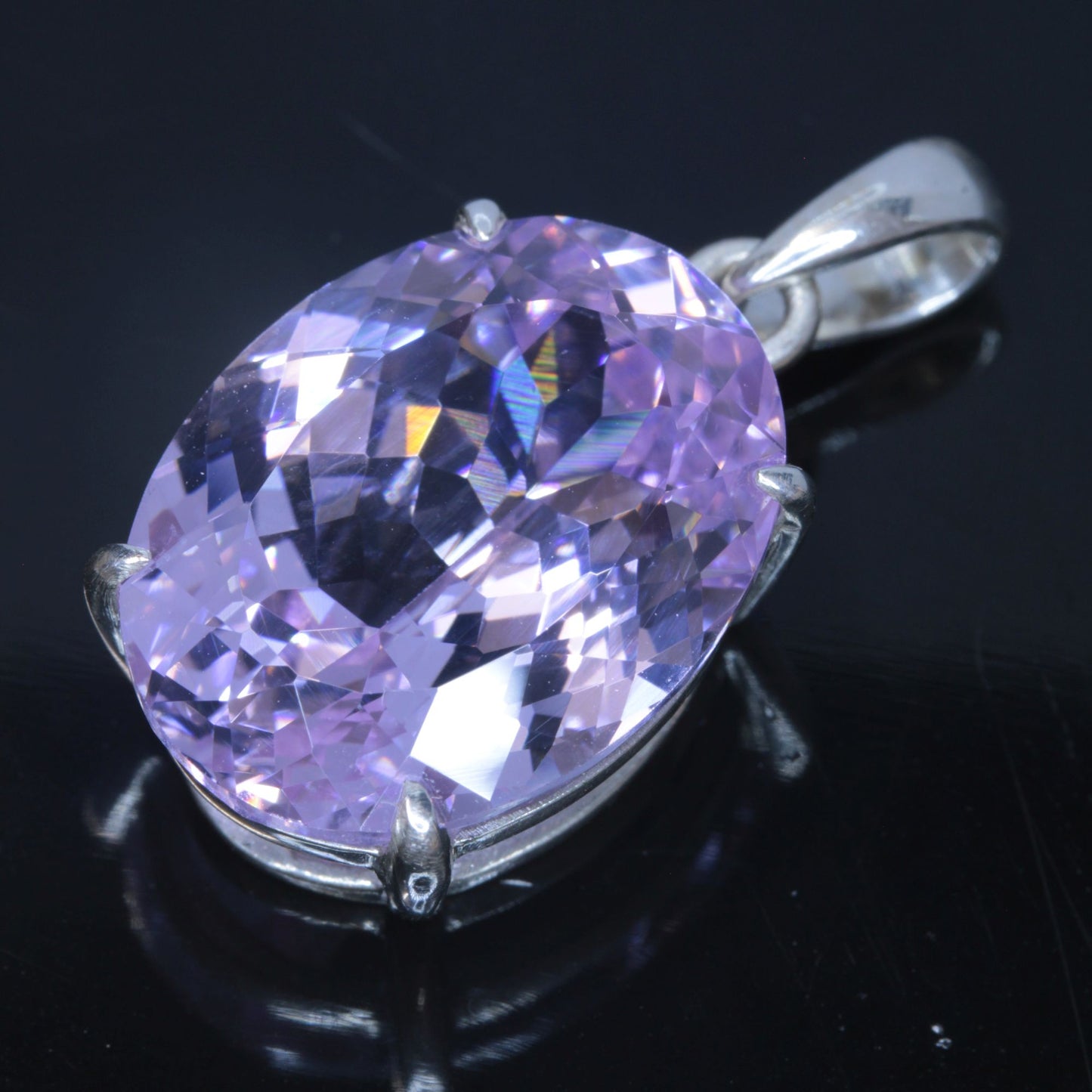 Faceted Nd:YAG Oval Gem Pendant