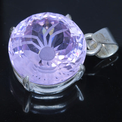 Faceted Nd:YAG Spider Round Gem Pendant