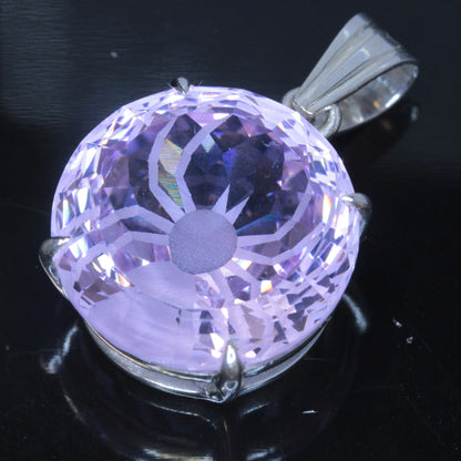 Faceted Nd:YAG Spider Round Gem Pendant
