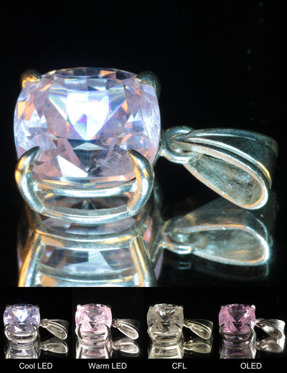 Faceted Nd:YAG Cushion Pendant (Veils at top)