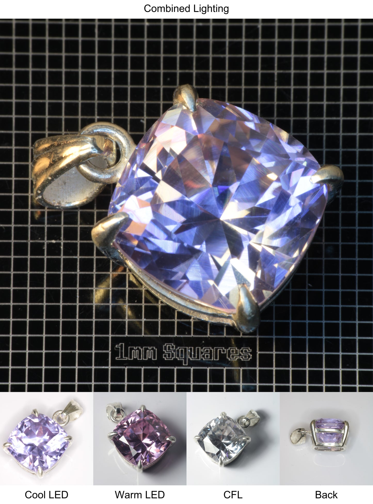 YAP (Yttrium Aluminum Perovskite) Pendant with Cushion A Gemstone