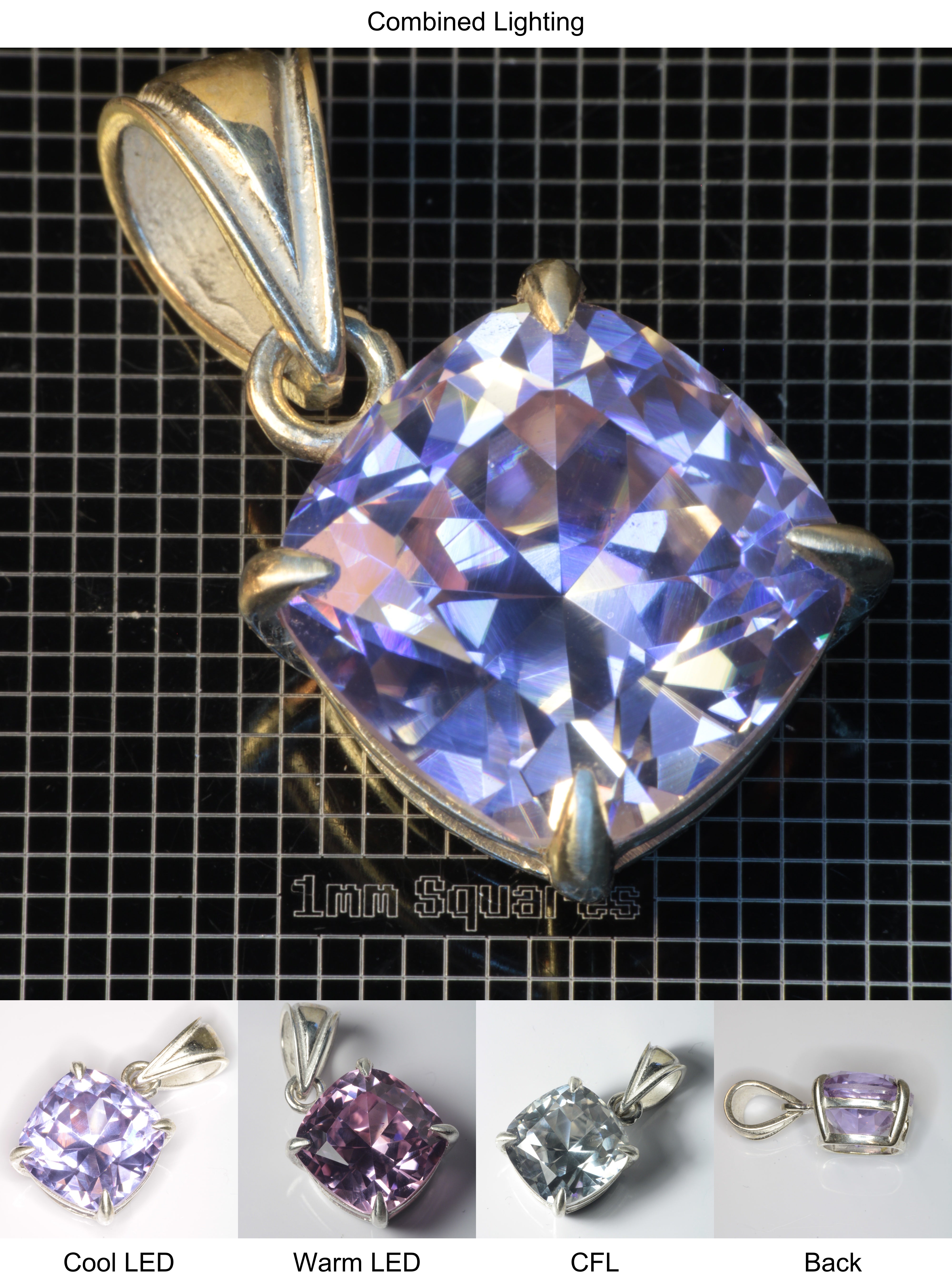 YAP (Yttrium Aluminum Perovskite) Pendant with Cushion B Gemstone