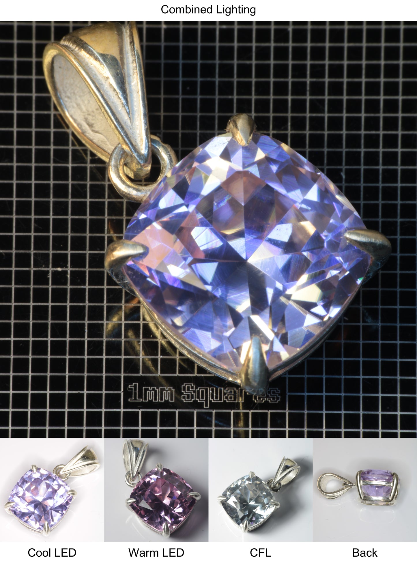 YAP (Yttrium Aluminum Perovskite) Pendant with Cushion B Gemstone