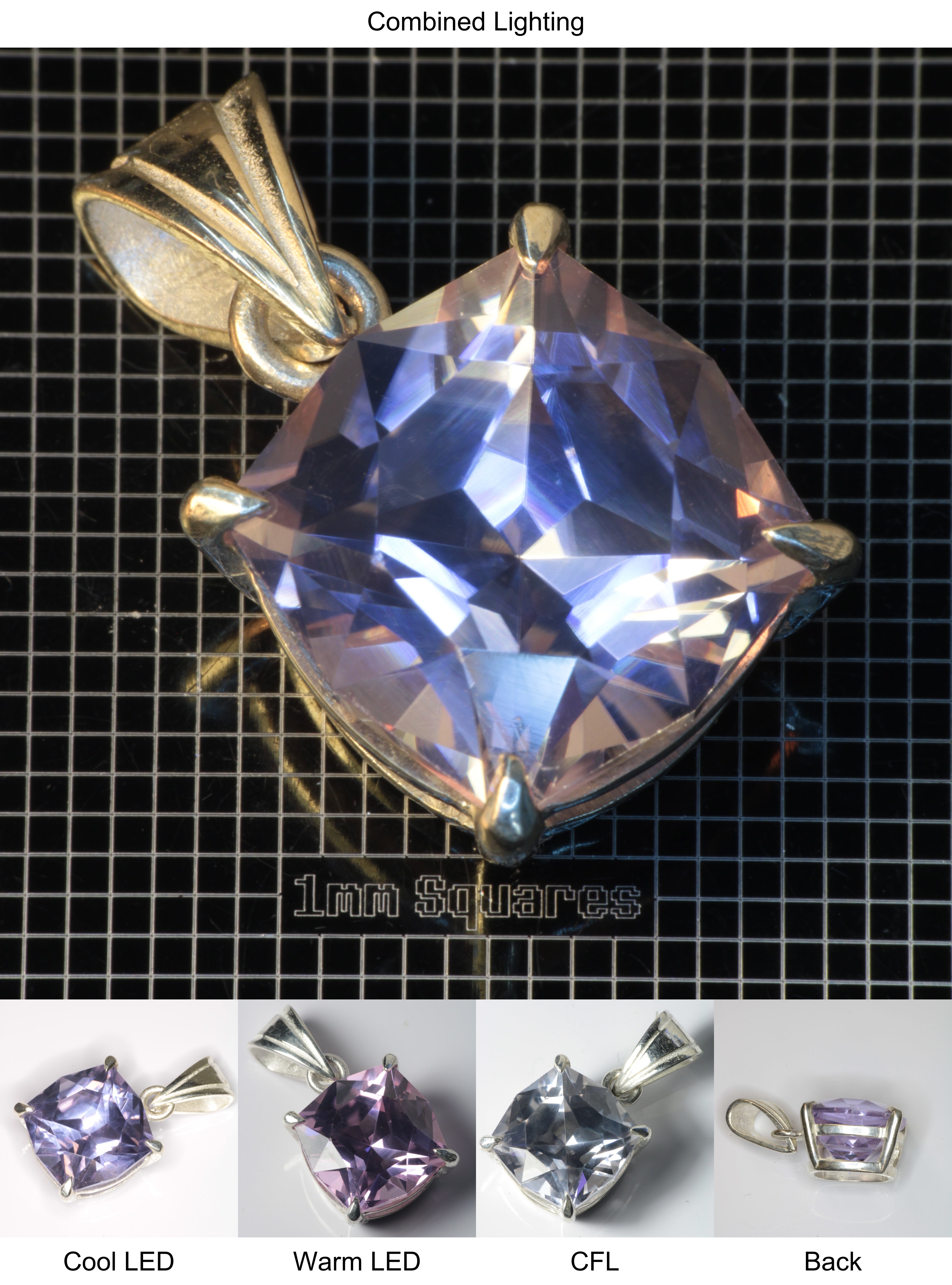 YAP (Yttrium Aluminum Perovskite) Pendant with Cushion D Gemstone