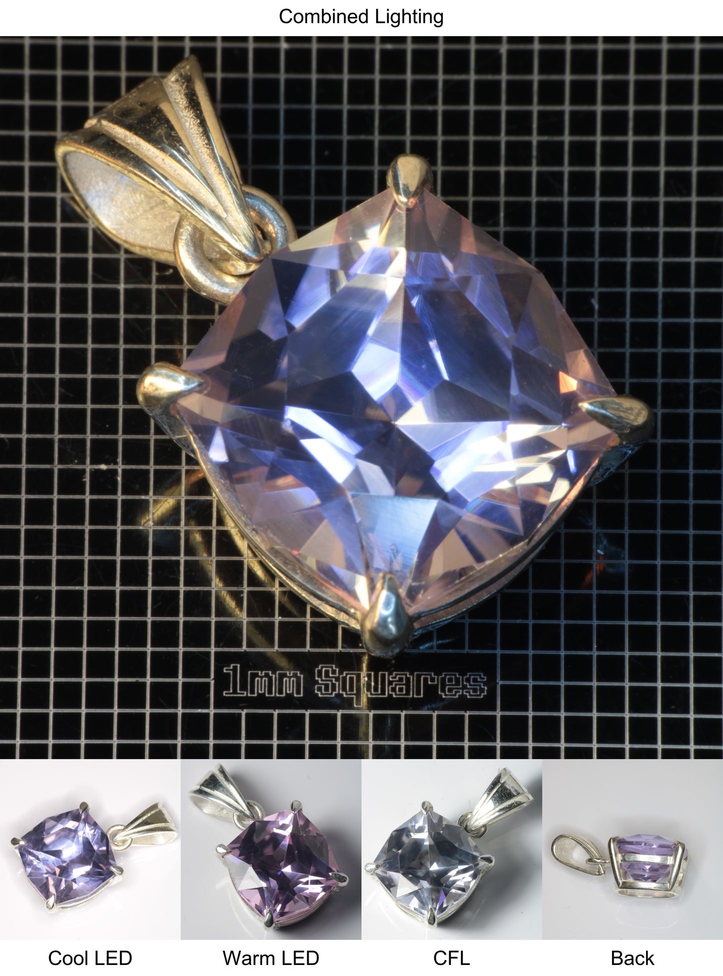 YAP (Yttrium Aluminum Perovskite) Pendant with Cushion D Gemstone