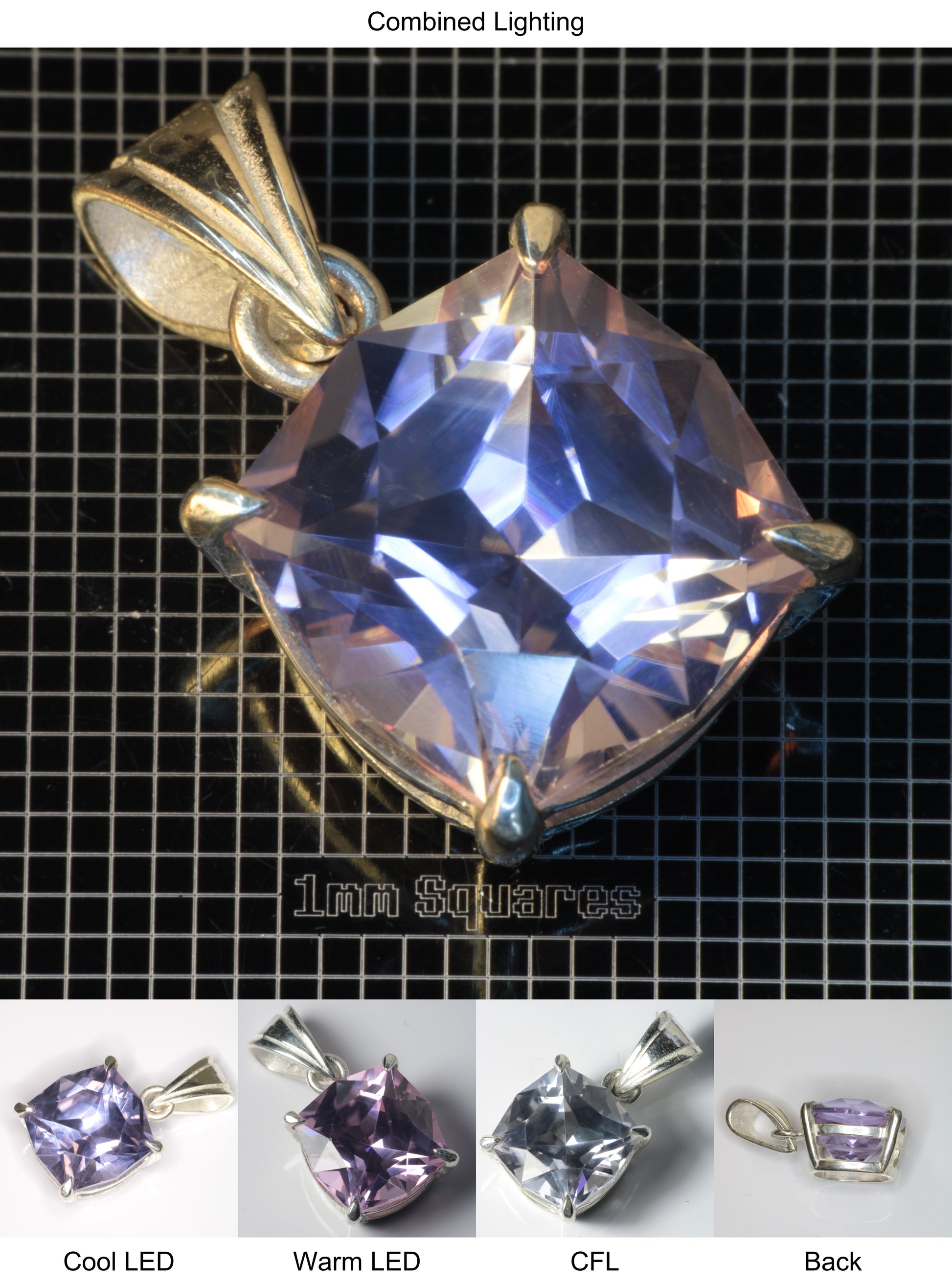 YAP (Yttrium Aluminum Perovskite) Pendant with Cushion D Gemstone
