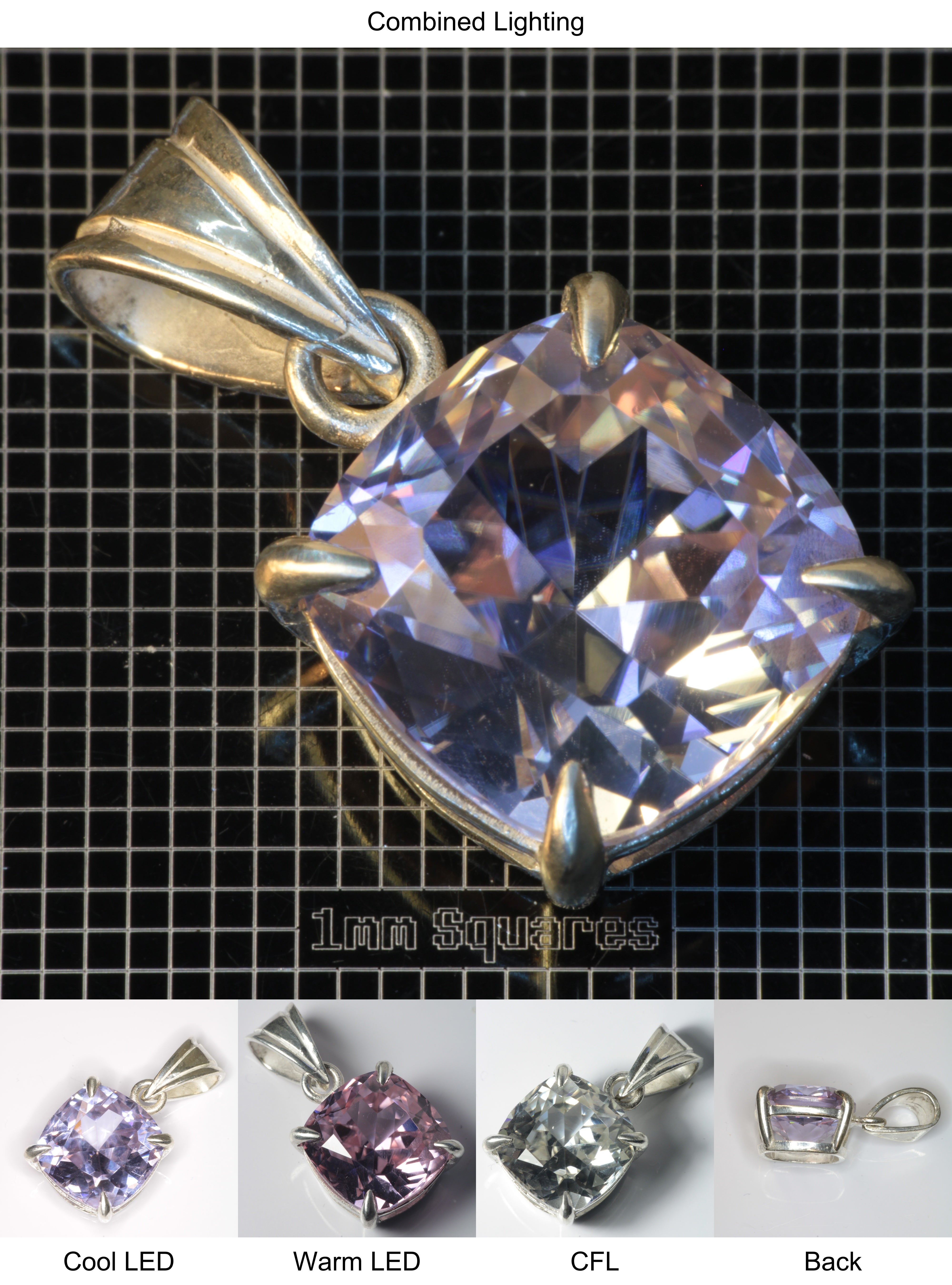 YAP (Yttrium Aluminum Perovskite) Pendant with Cushion F Gemstone