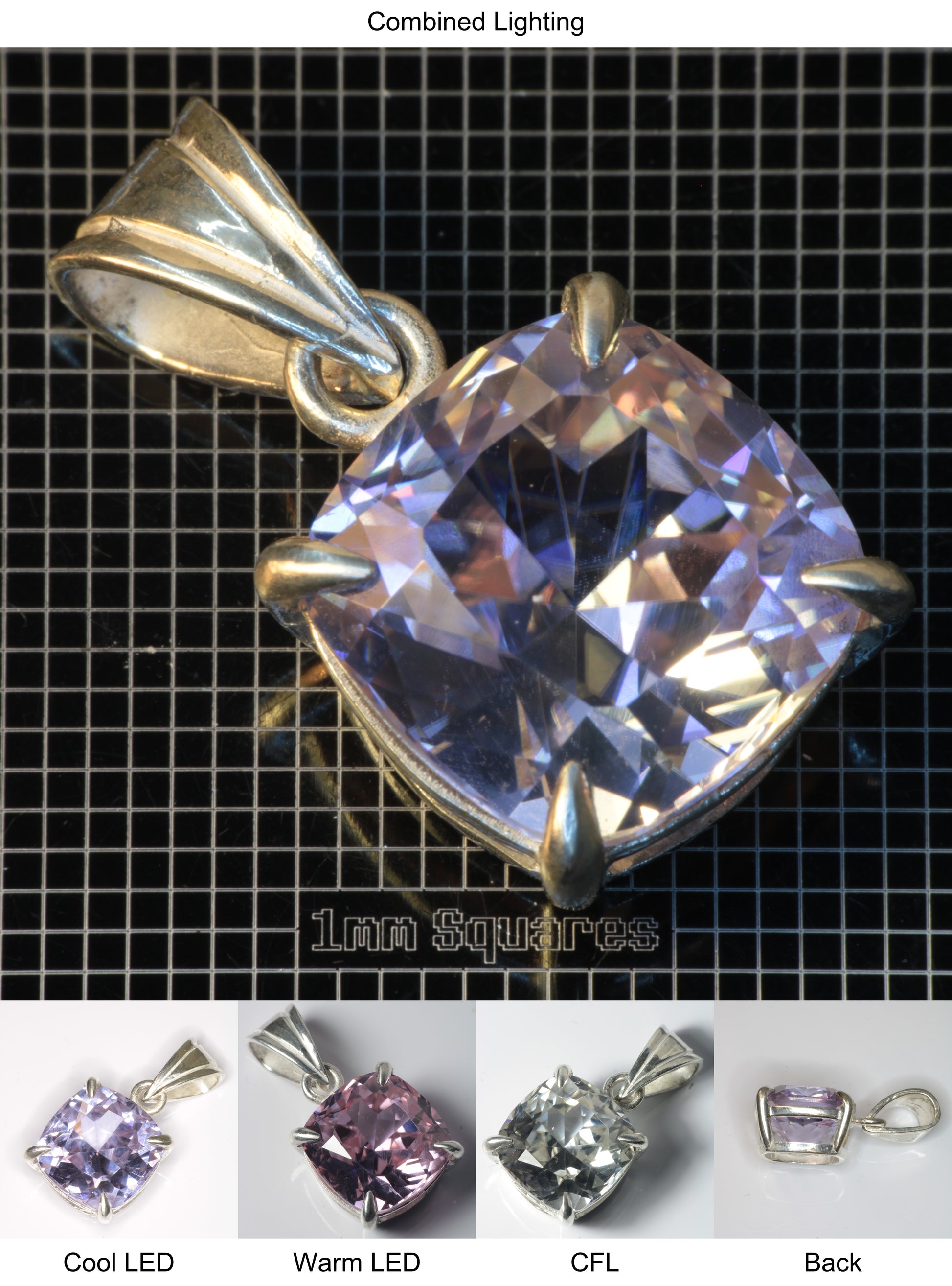YAP (Yttrium Aluminum Perovskite) Pendant with Cushion F Gemstone