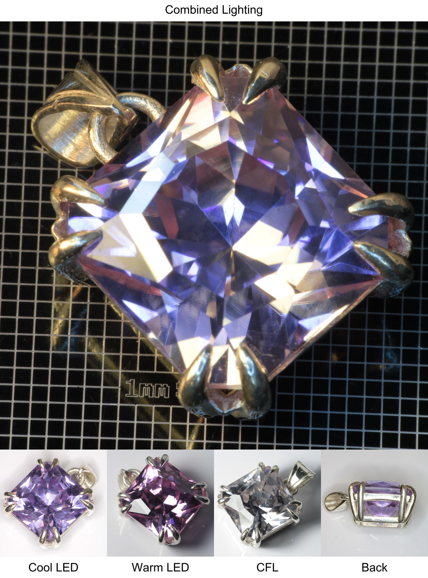 YAP (Yttrium Aluminum Perovskite) Pendant with Cushion G Gemstone