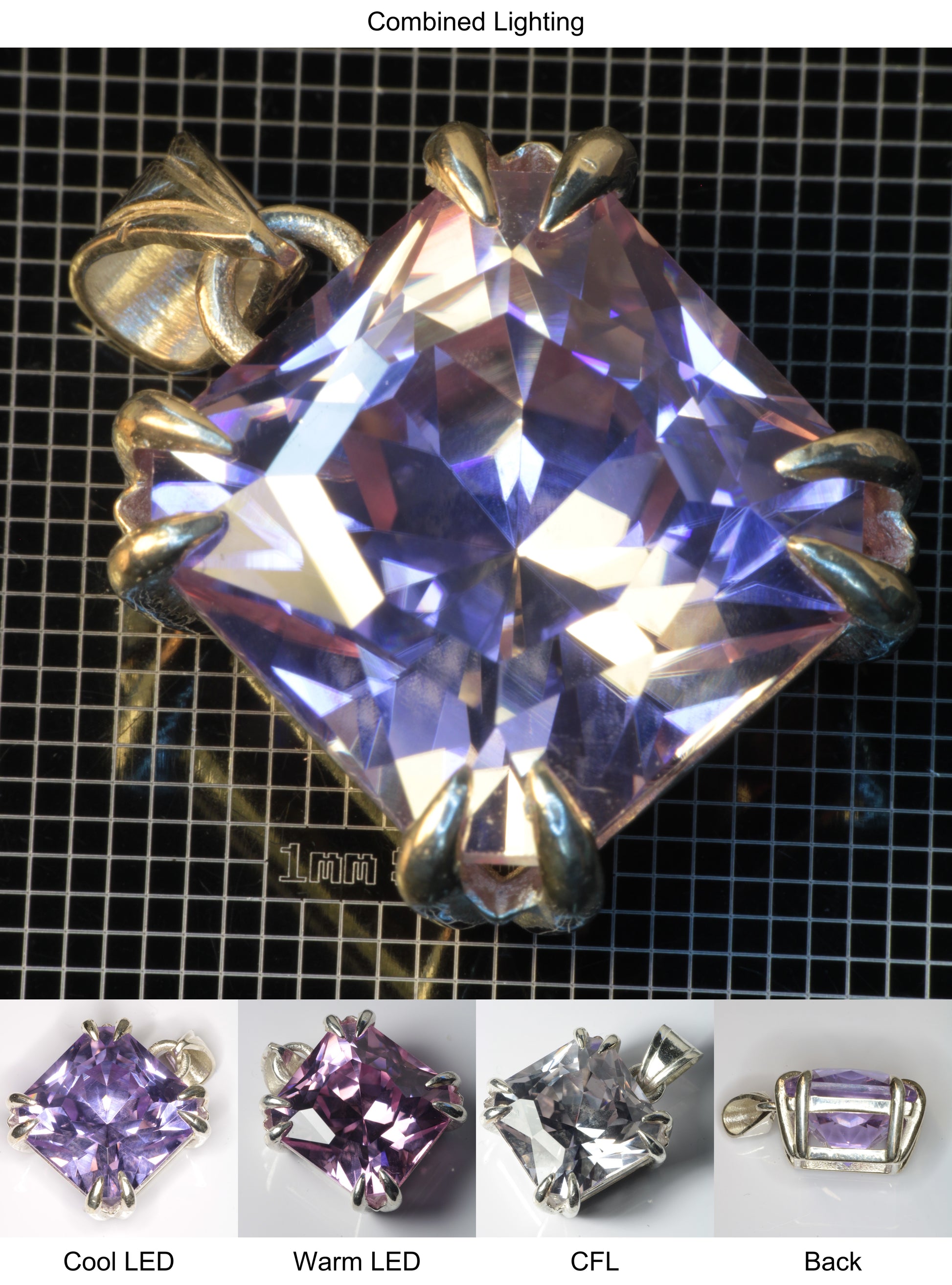 YAP (Yttrium Aluminum Perovskite) Pendant with Cushion G Gemstone