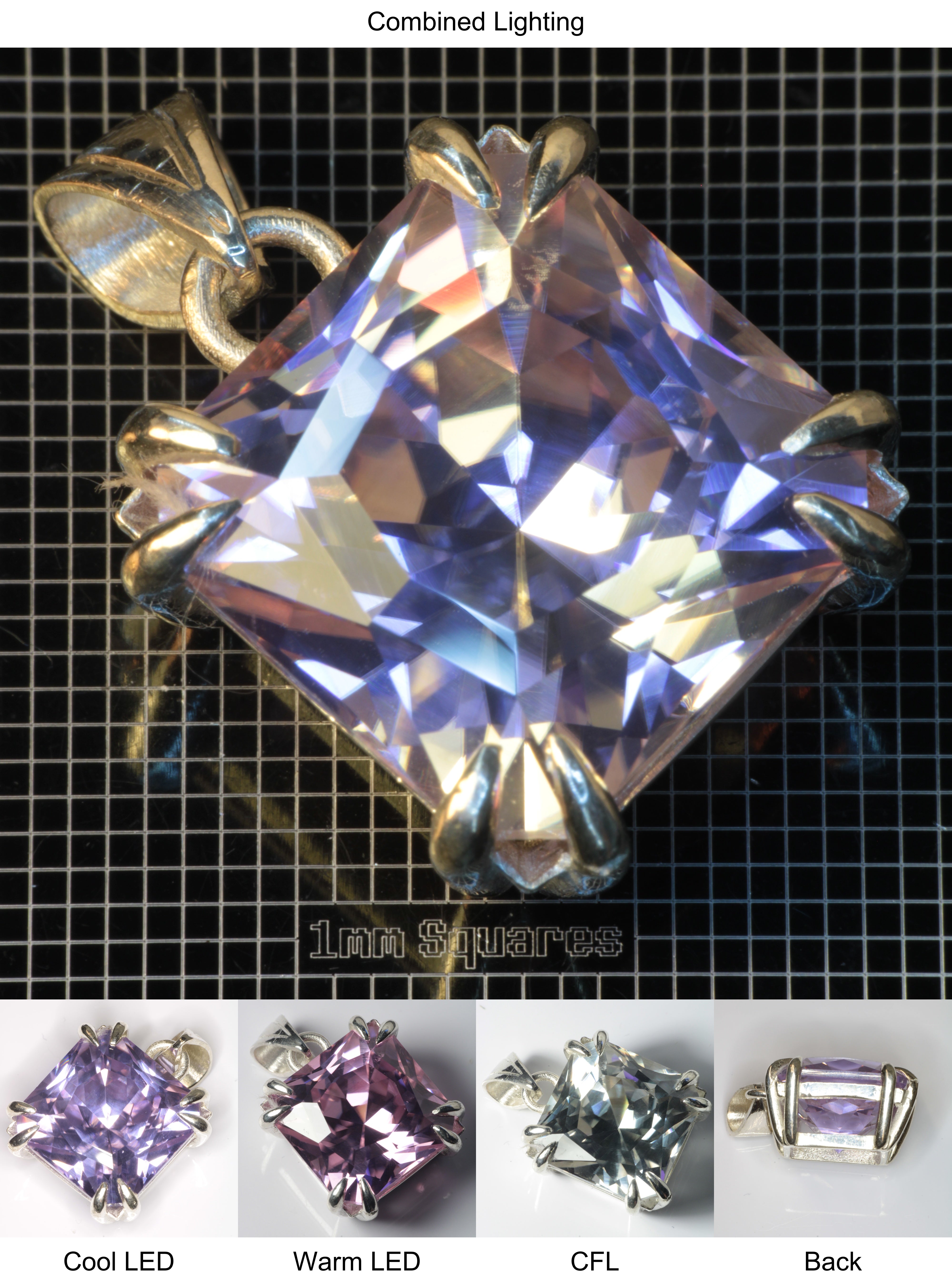 YAP (Yttrium Aluminum Perovskite) Pendant with Cushion H Gemstone