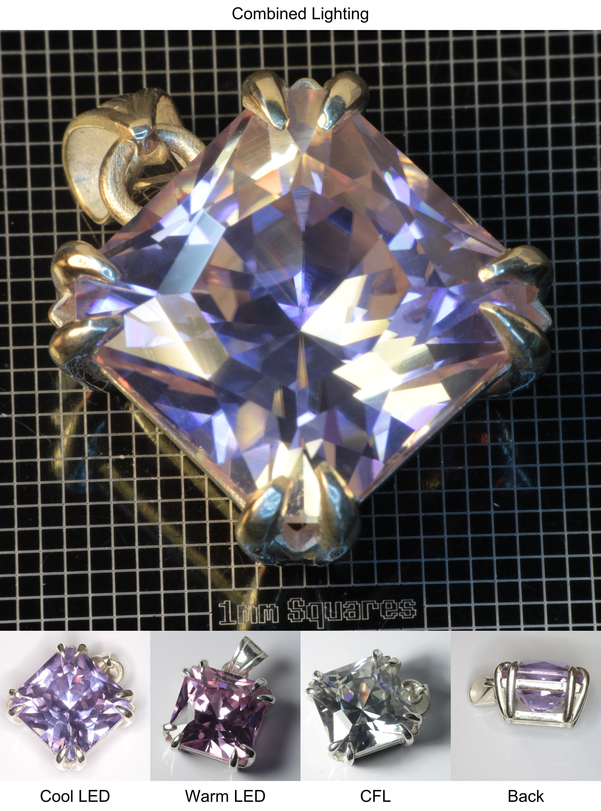 Faceted YAP:Nd Pendant containing Cushion N Gemstone