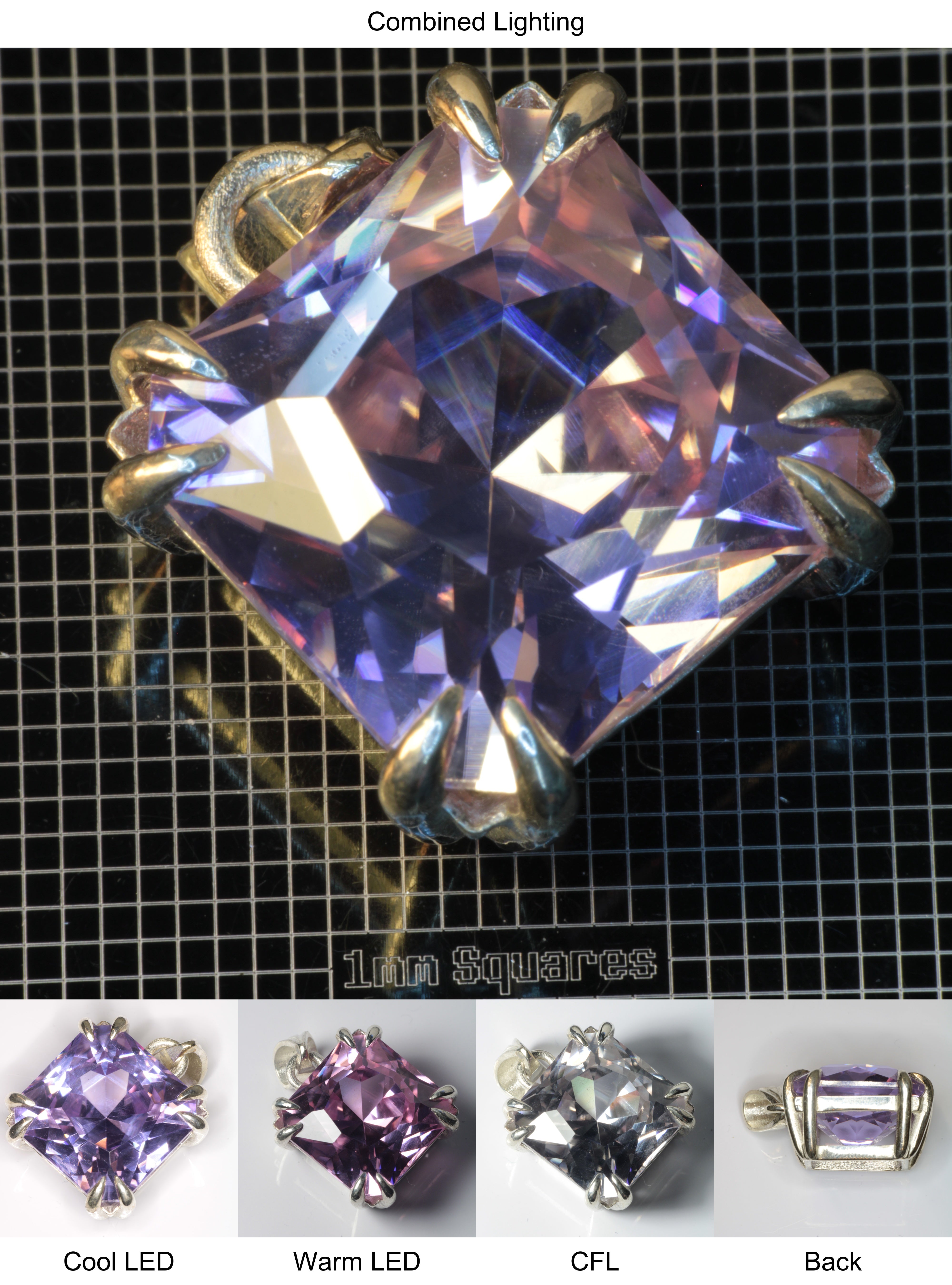 Faceted YAP:Nd Pendant containing Cushion O Gemstone