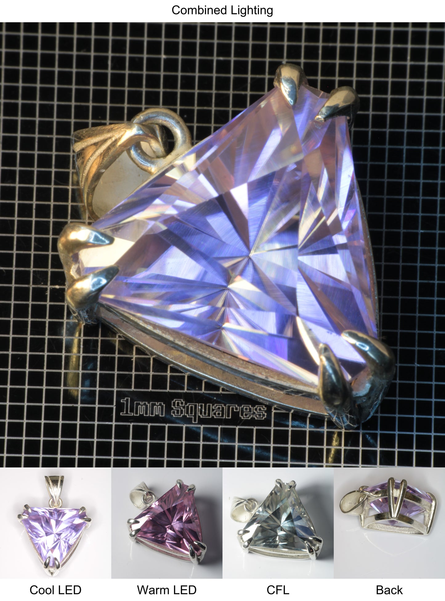 Faceted YAP:Nd Pendant containing Trillion A Gemstone