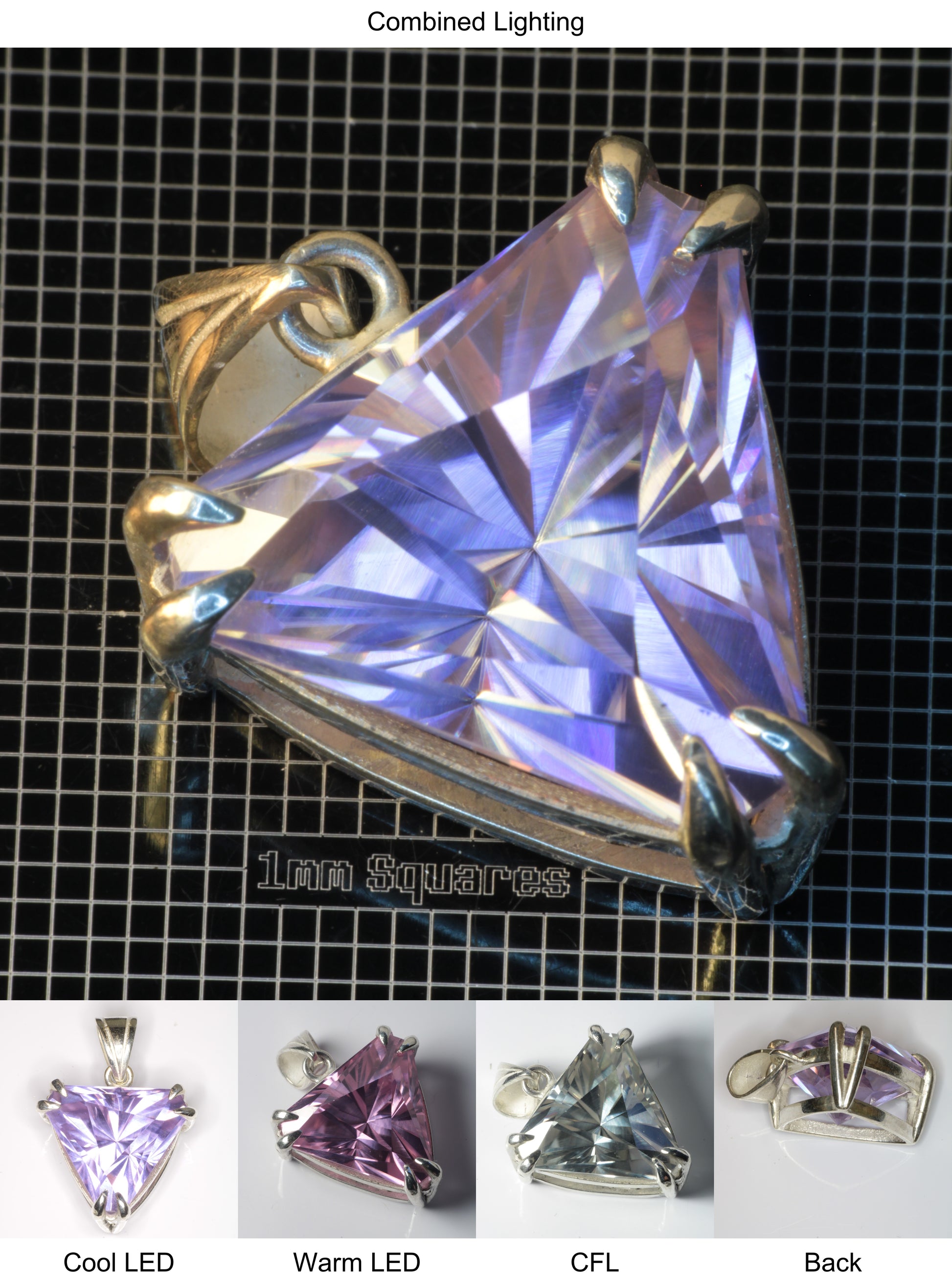Faceted YAP:Nd Pendant containing Trillion A Gemstone