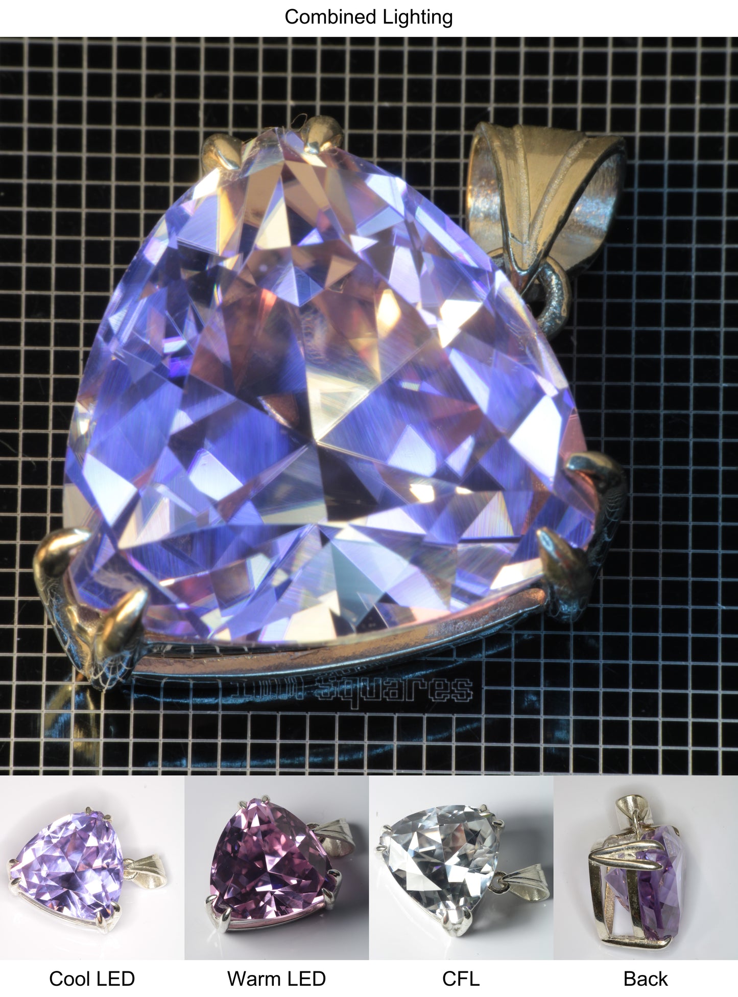 Faceted YAP:Nd Pendant containing Trillion B Gemstone