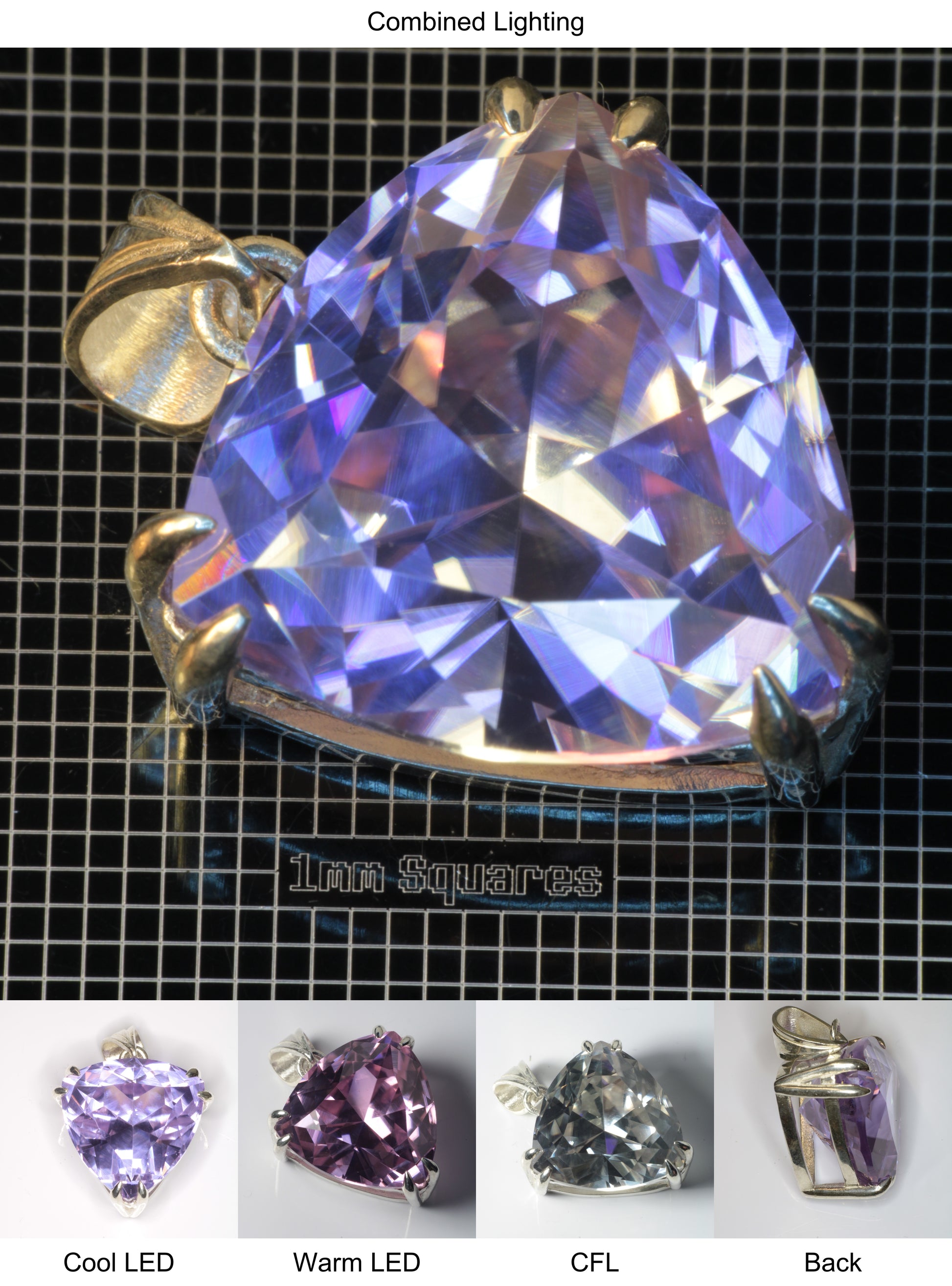 Faceted YAP:Nd Pendant containing Trillion C Gemstone