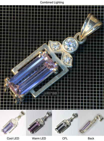 Faceted YAP:Nd Pendant containing Framed Rectangle Gemstone