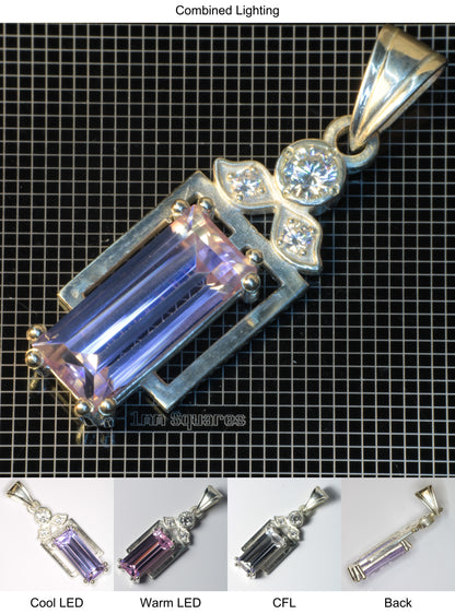 Faceted YAP:Nd Pendant containing Framed Rectangle Gemstone