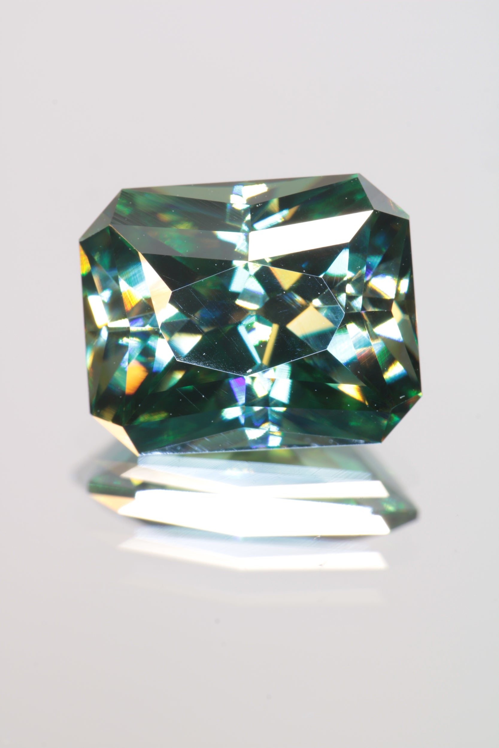 Dichroic Moissanite, Loose Yellow and Blue Faceted Gemstones