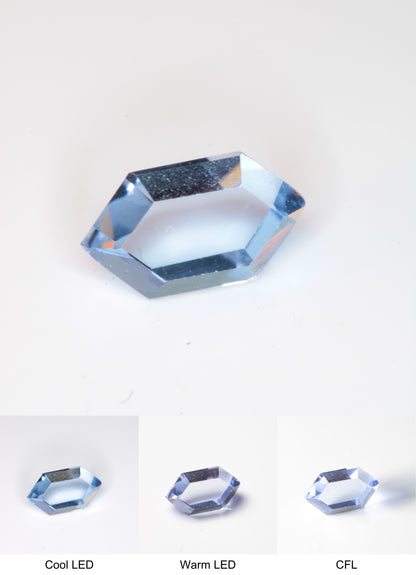 Faceted Light Blue Spinel Classic Thin RetroHex Gemstone