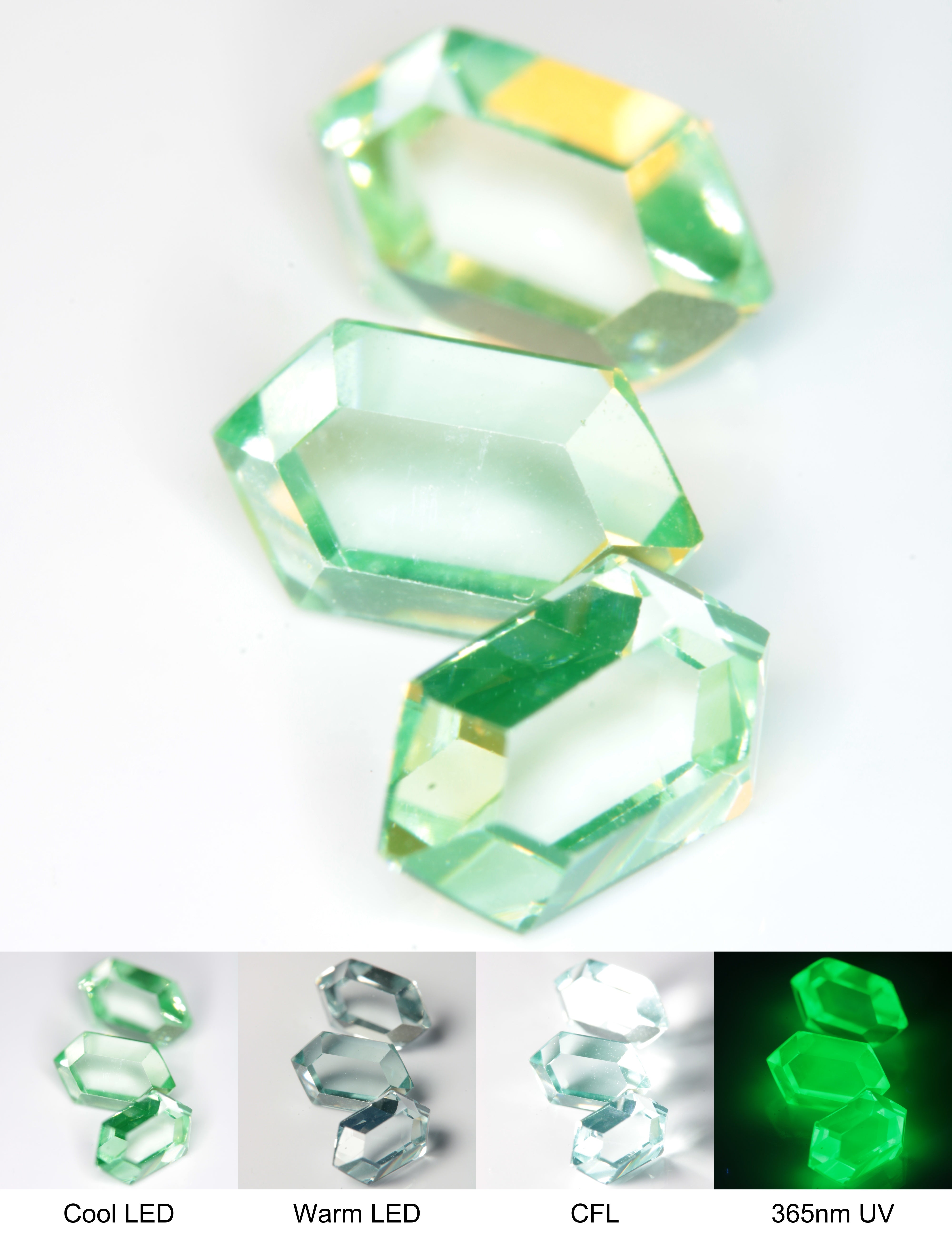 Faceted Light Green Mn:Spinel Classic Thin RetroHex Gemstone