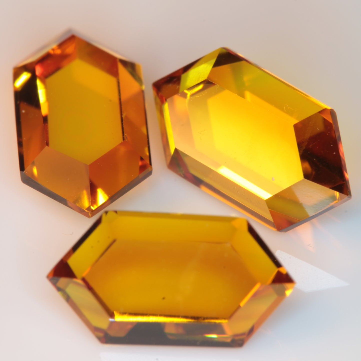 Faceted Orange Sapphire Classic Thin RetroHex Gemstone