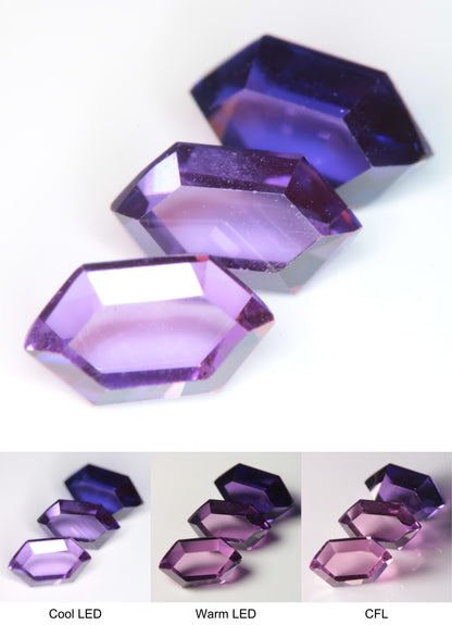 Faceted Purple Sapphire Classic Thin RetroHex Gemstone