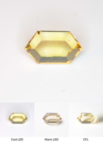 Faceted Golden Yellow Sapphire Classic Thin RetroHex Gemstone