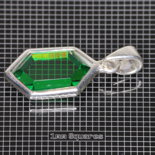 Pendant with Videogame Inspired Retrohex Gemstone made of CTH:YAG synthetic garnet