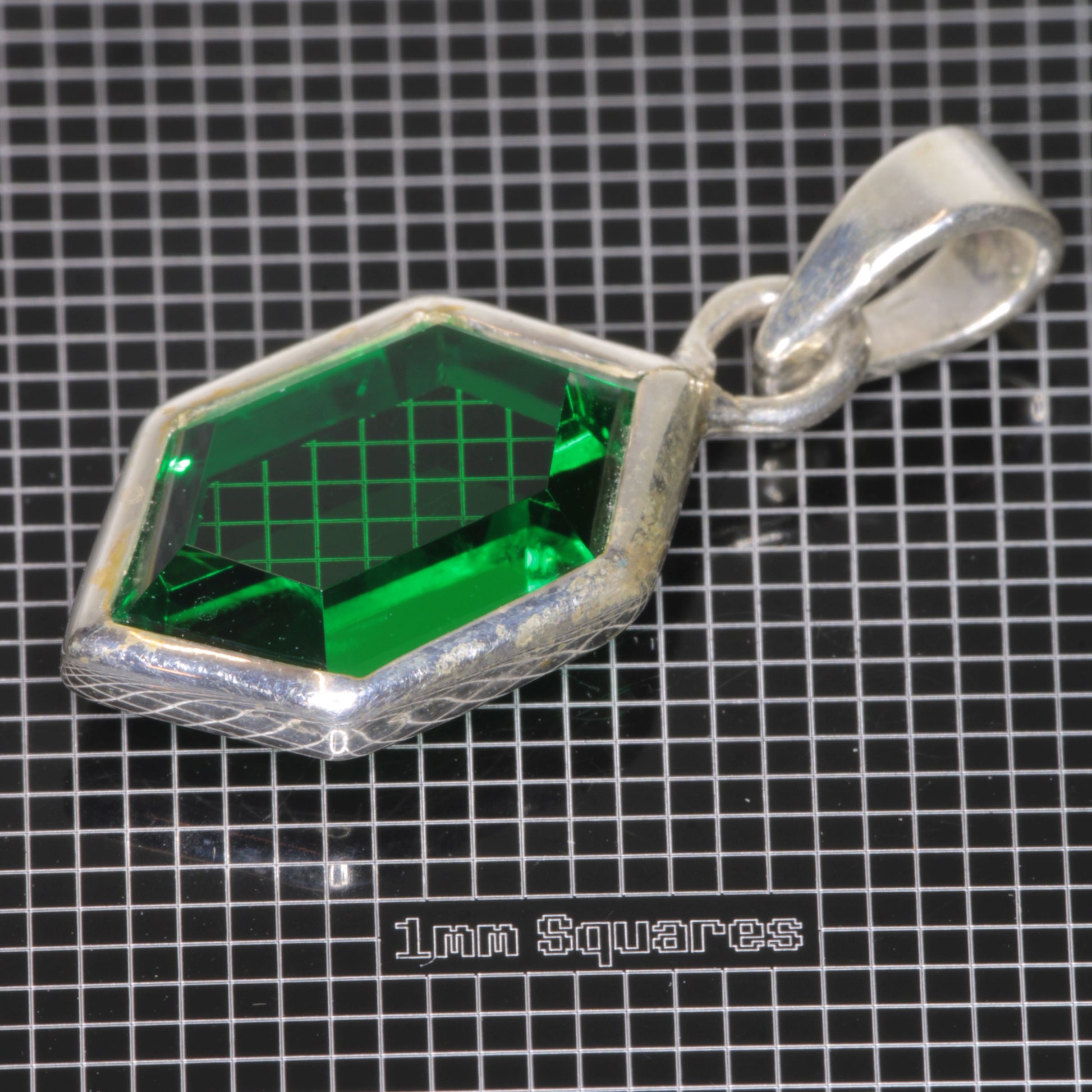 Pendant with Videogame Inspired Retrohex Gemstone made of CTH:YAG synthetic garnet