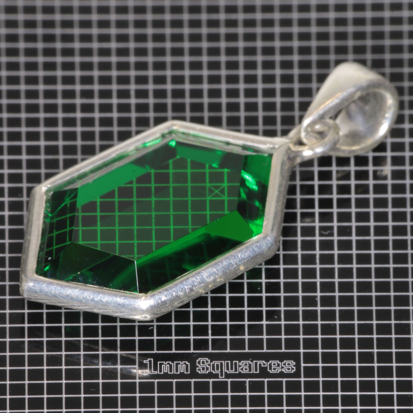 Pendant with Videogame Inspired Retrohex Gemstone made of CTH:YAG synthetic garnet