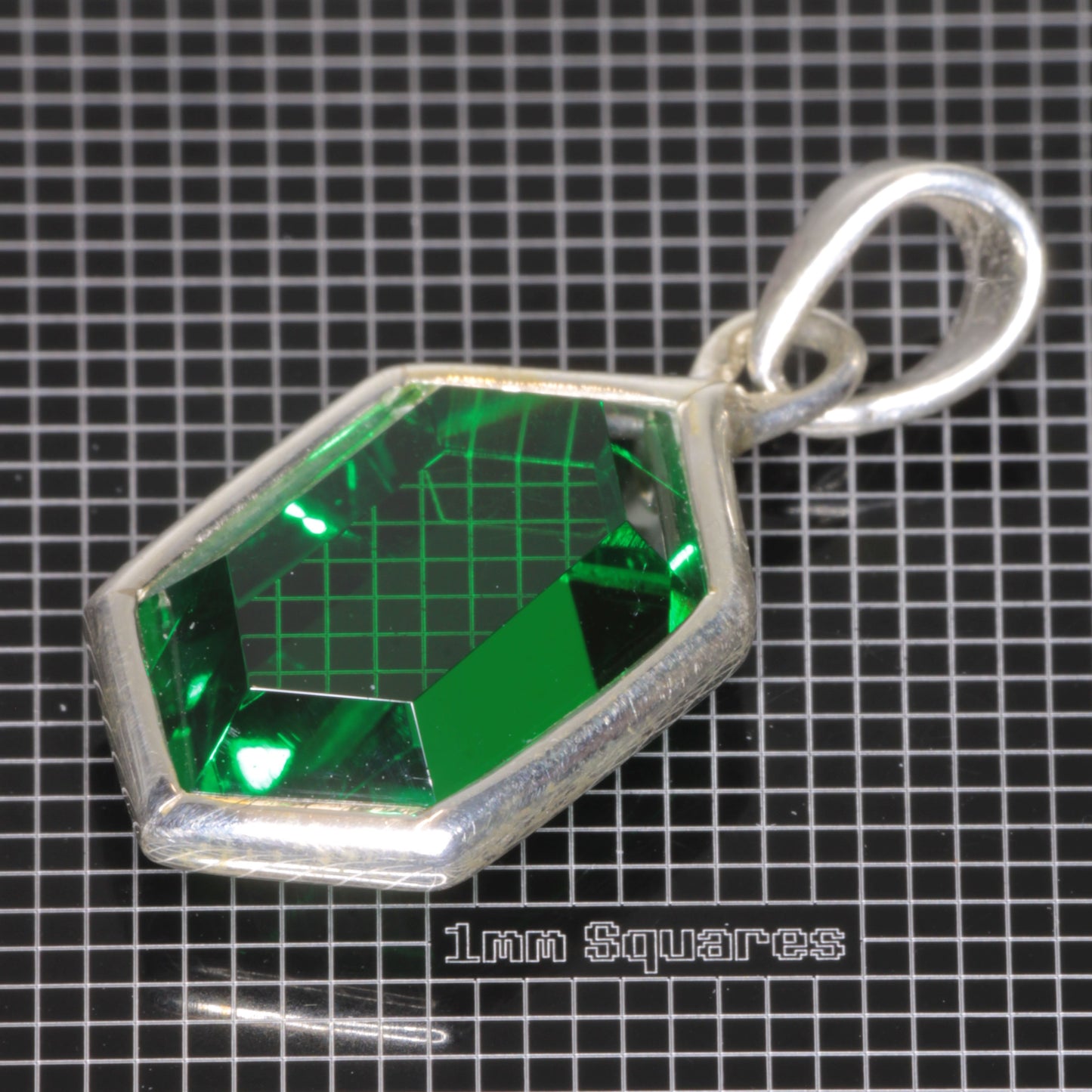 Pendant with Videogame Inspired Retrohex Gemstone made of CTH:YAG synthetic garnet