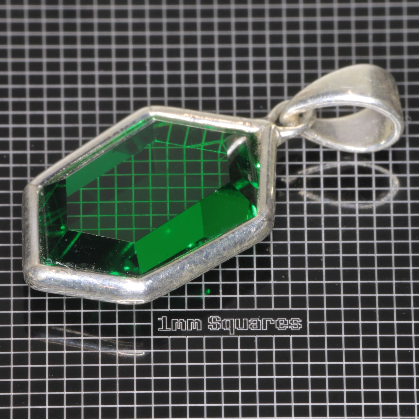 Pendant with Videogame Inspired Retrohex Gemstone made of CTH:YAG synthetic garnet