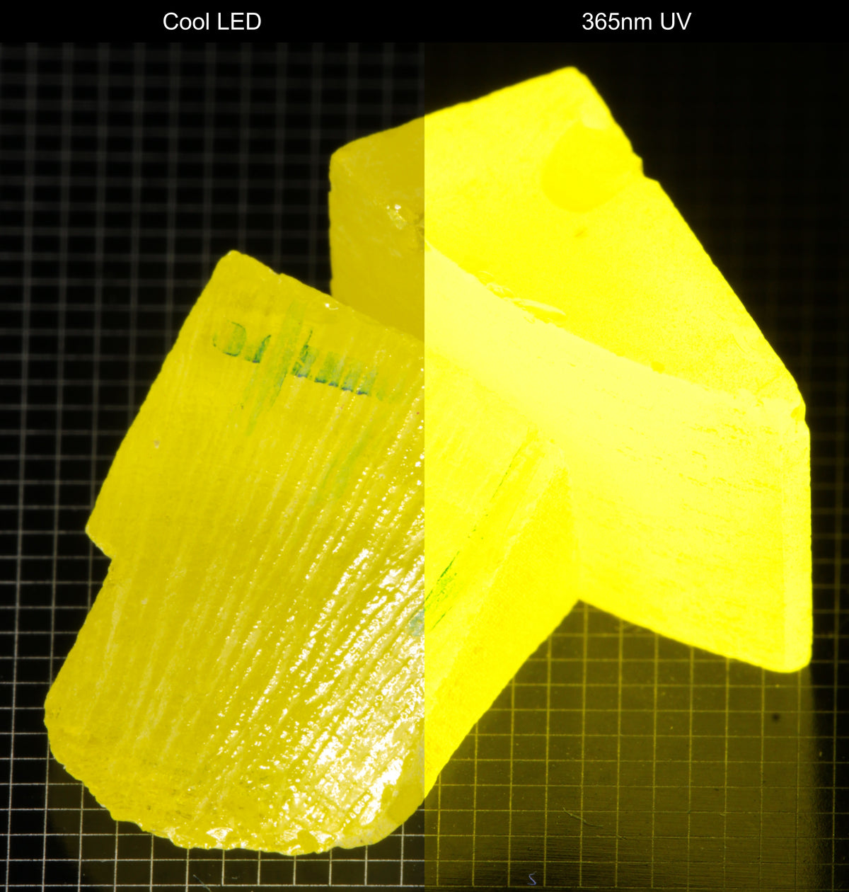 GAGG Lumogarnet Facet Rough Neon Yellow (Day Glow Fluorescence, Slight Phosphorescence)