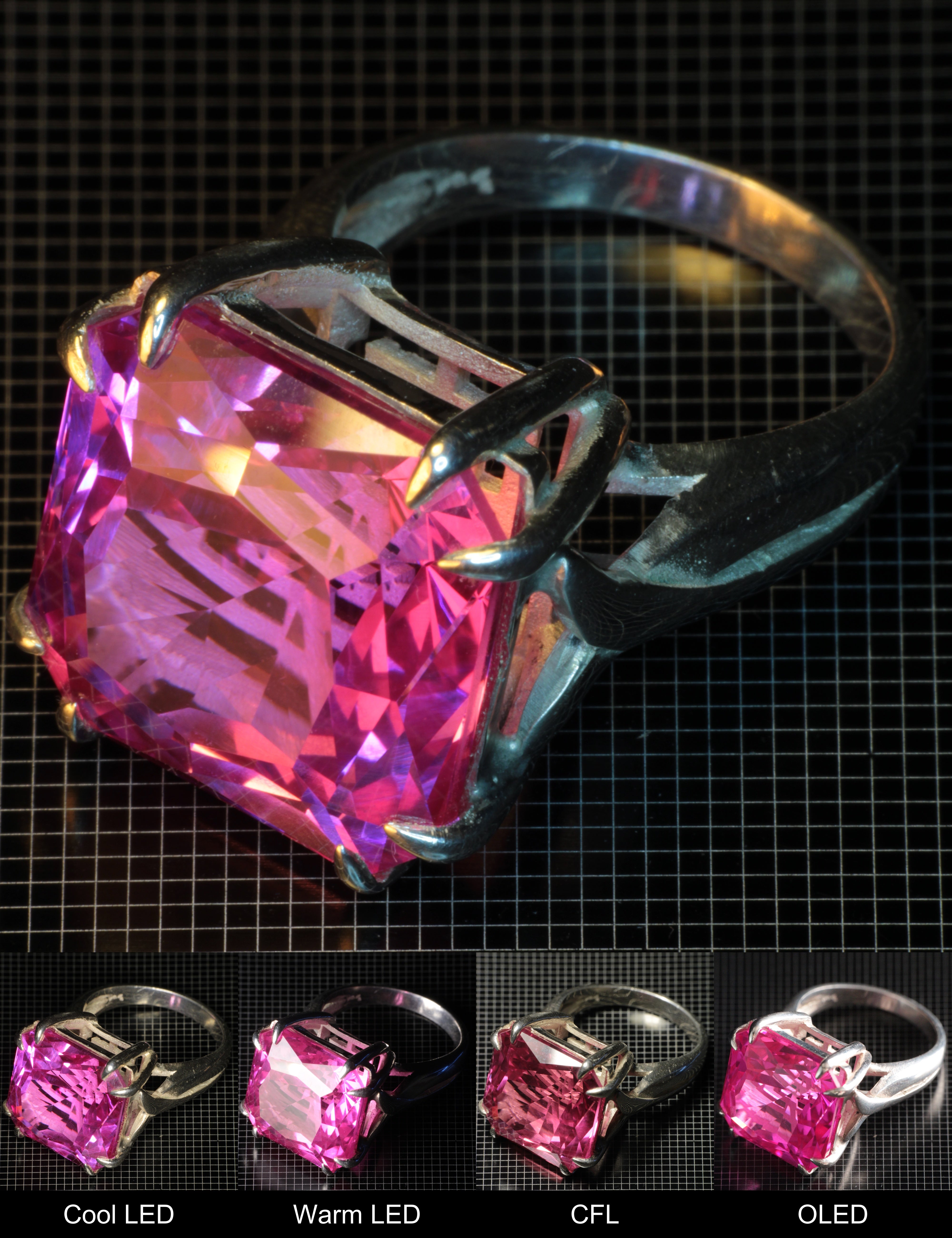 Soviet Ruby Magenta Ruby Square Ring in Sterling Silver