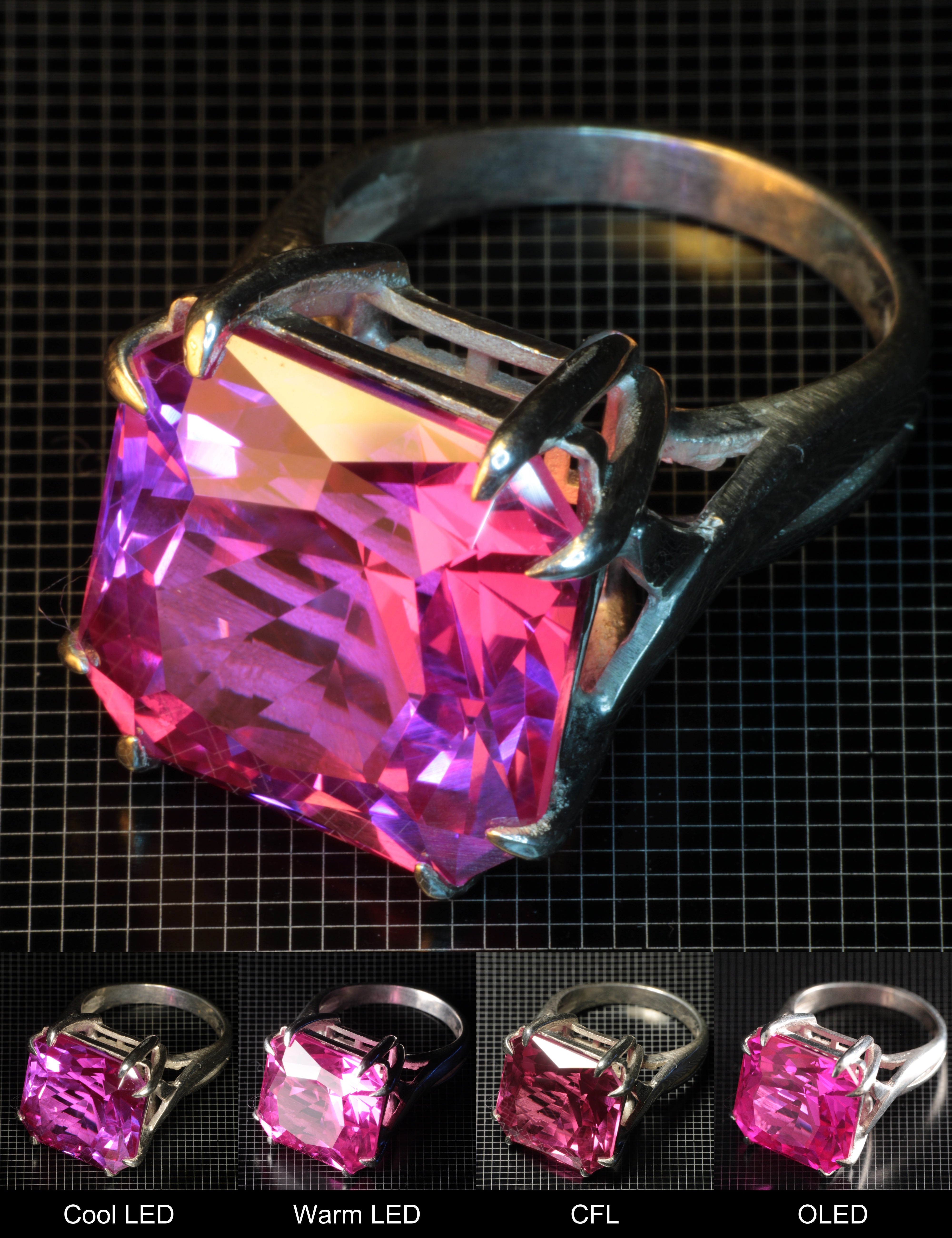 Soviet Ruby Pink Ruby Square Ring in Sterling Silver