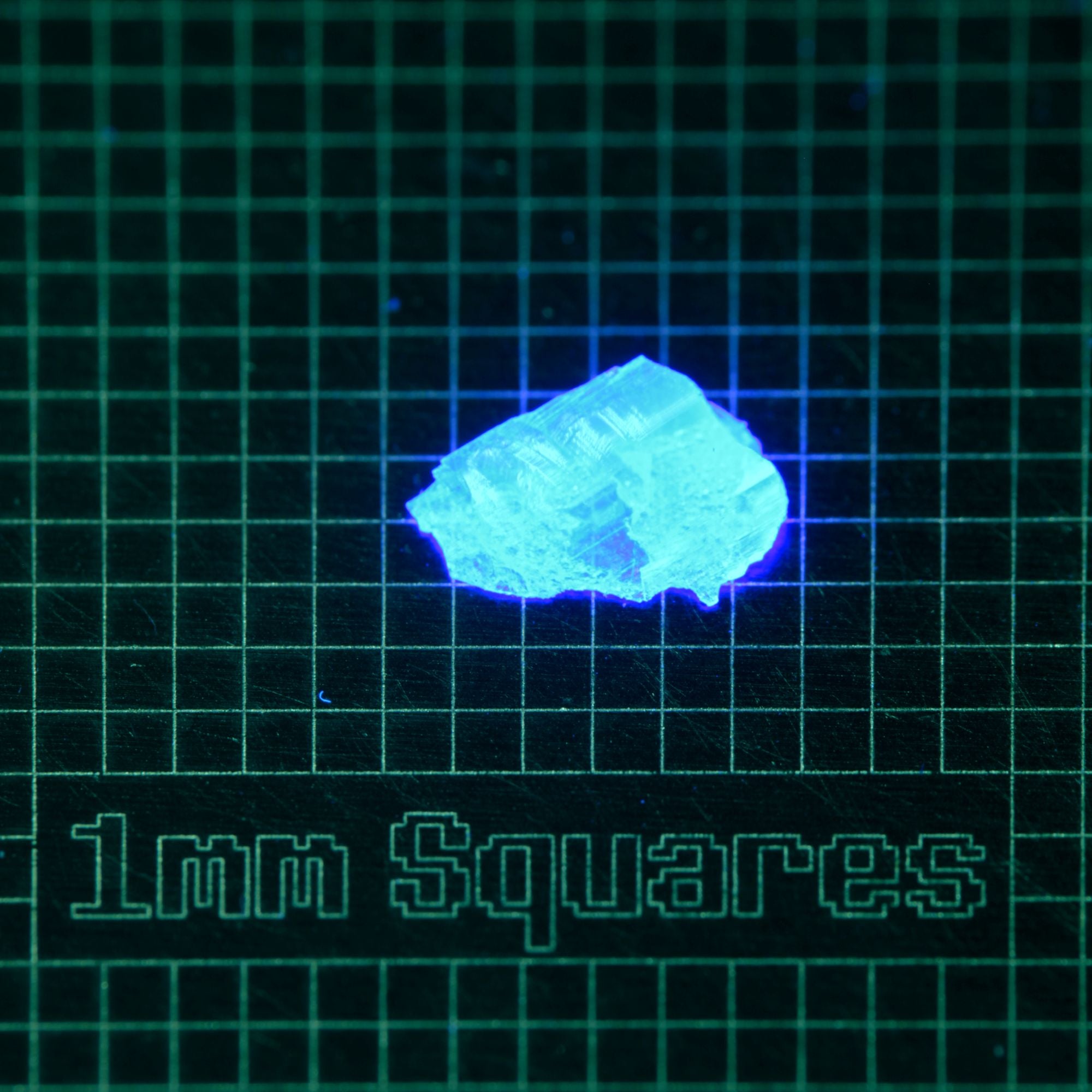 Blue Glowing Europium Fluorite Thin Shred Gem Rough, Fluorescing under 365nm UV